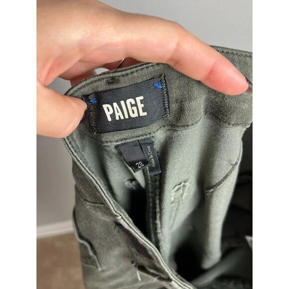 Paige Green Cargo Pants Utility Pockets Casual Stretch Size 28 Women’s - Picture 3 of 5